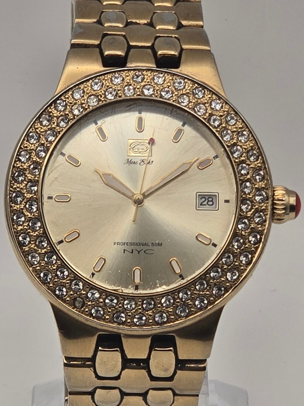 Marc Ecko Crystal Bezel Quartz Watch E11505G1 New Battery